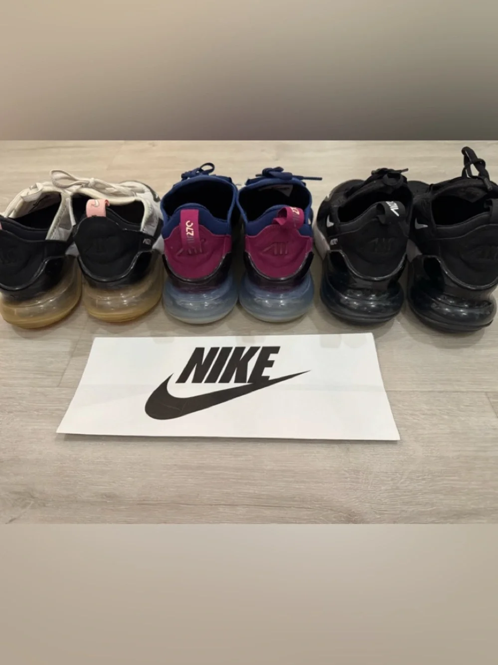 Nike Air Max 270 Bundle - 3 Pairs (White/Pink, Navy, Black)